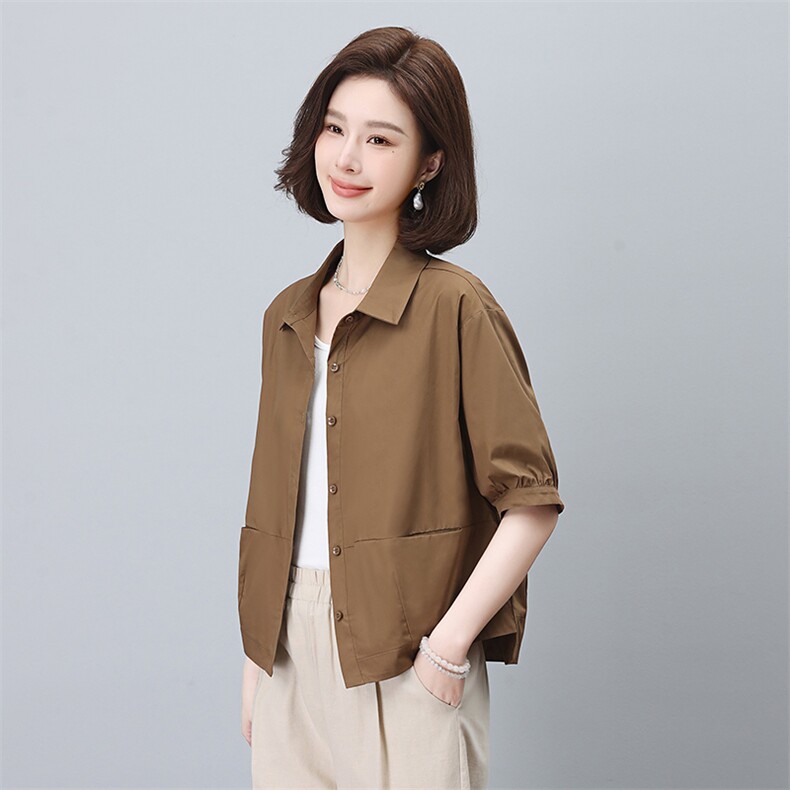 2024年夏季经典文艺纯色纯棉宽松前短后长休闲上衣,女装蕾丝衫/雪纺衫,依恋蒂丝
