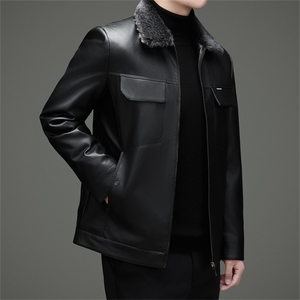 主推秋冬毛领90绒子白鸭绒羽绒服外套中年男士加大码皮羽绒服图片