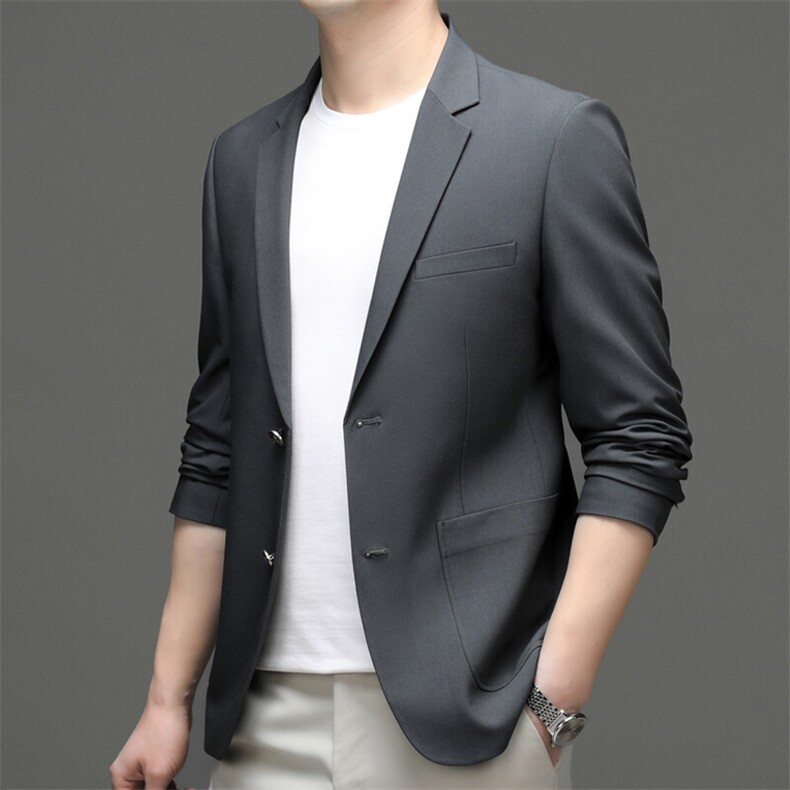 休闲西服外套男士2025新款春秋单西上衣服高档商务西装男图片