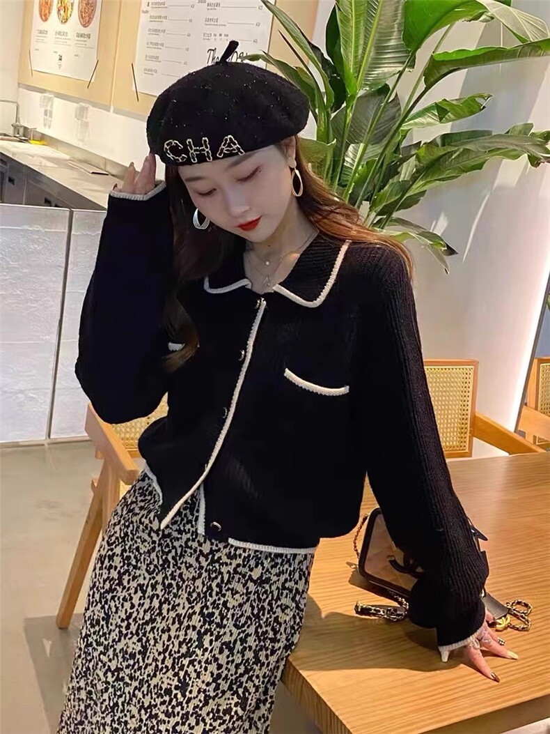 时尚百搭小香风开衫女秋季新款显瘦羊毛衫外套,女装羊毛衫,隆格羊绒