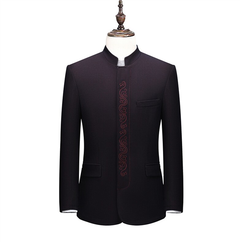 新款高品质中山装西服外套男士中年风新中式休闲西服唐装图片