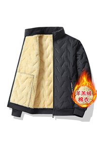 1018新款MY753-P35加绒爸爸装羽绒棉服羊羔绒加厚冬御寒保暖棉衣图片