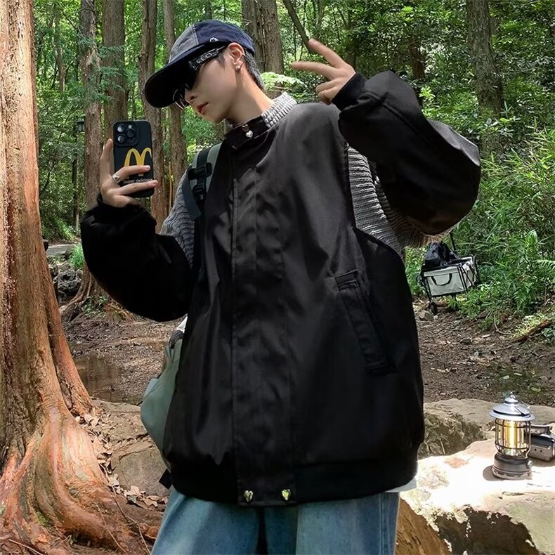 夹克男春秋款外套美式潮流潮牌垫肩棒球服JK901P63,男装夹克,星座410-2