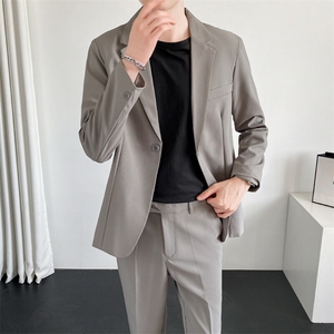 TW89-P110 夏季薄款休闲西服两件套装男士时尚青年痞帅西装图片