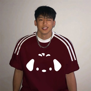 夏季美式高街重磅纯棉三条杠织带撞色男女短袖T恤ZD577-特P30图片