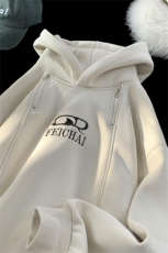 主推大宽松高街拉链连帽卫衣常规款B386-DB22批65-控98，男装卫衣，电商B386