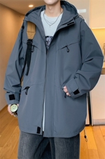 港风二开宽松冲锋衣工装夹克百搭落肩简约上衣外套JK742P75，男装夹克，星座1204-3