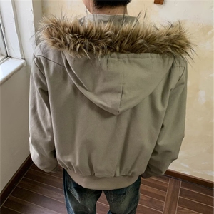 2025冬季新款美式复古座山雕短款连帽毛领棉服男冬派克服棉衣外套图片