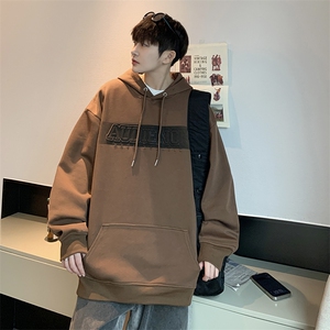 EQ190 美式做旧潮流重工艺凹凸印花连帽套头卫衣男春季外套 P58图片