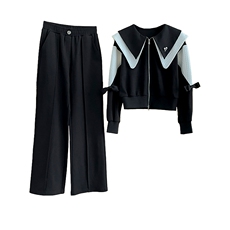 女秋冬加绒加厚新款运动服阔腿裤两件套，女装套装/套裙，江南