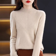 2025年秋季时尚半高通勤简约休闲镂空半高，女装羊毛衫，北娇羊绒