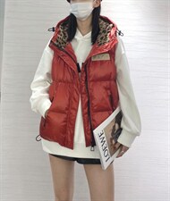 帽子拼豹纹马甲，女装马甲，别无选择