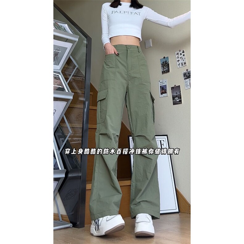特批40秋季美式高街宽松直筒复古中性长裤98%锦纶2%其它,男装休闲裤,电商基地A086