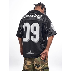 T214-P37夏季时尚网眼短袖透气宽松运动T恤潮牌拼接上衣，女装T恤，电商B323A