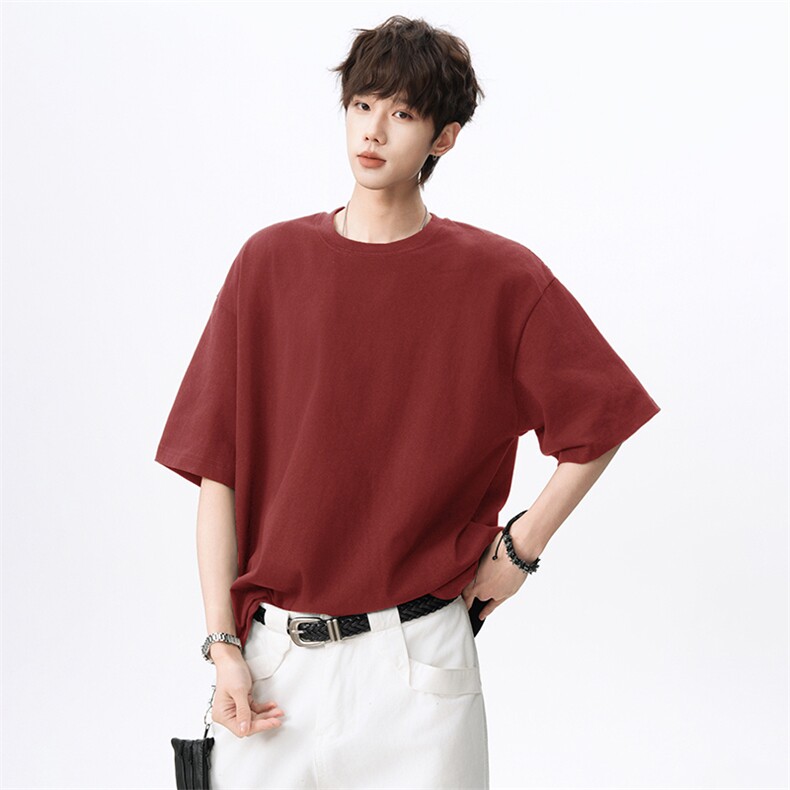 260G高克重大码落肩纯棉光板T恤A158-DT06-P20，男装T恤，电商A158