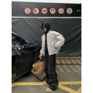 冬季美式解构弧形飞行员棉服机车夹克男加厚棒球服棉衣MY6011图片
