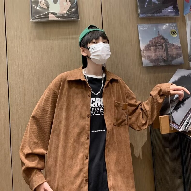 男装港风纯色百搭帅气潮流长袖衬衫上衣秋装C032-P38,男装衬衫,星座1109-3