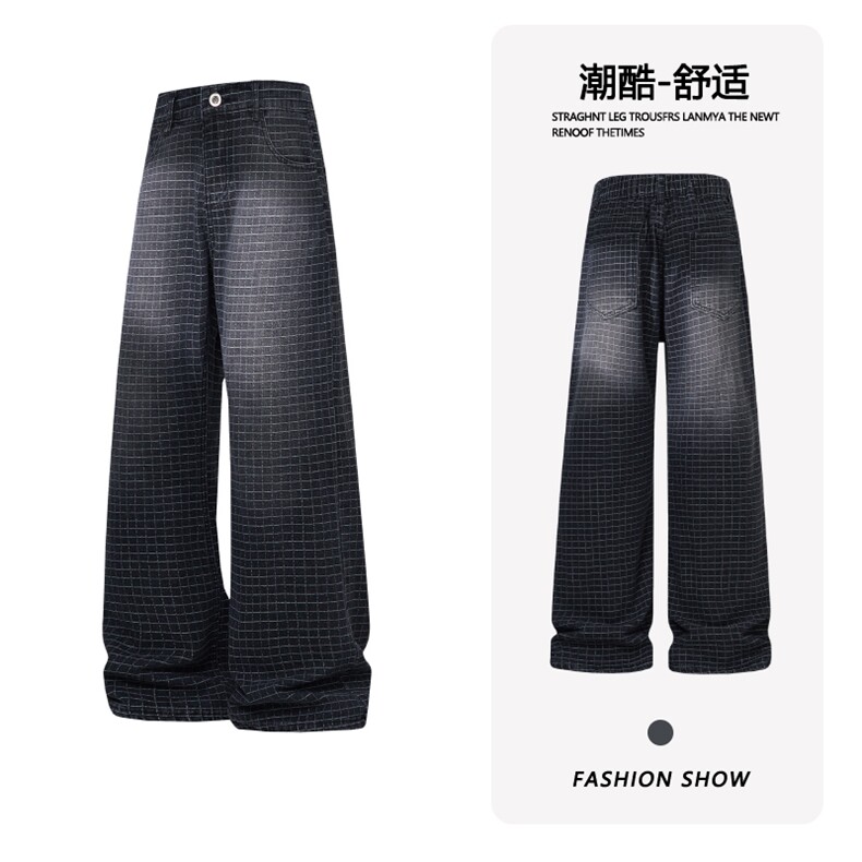 B221美式ins高街暗黑提花修身微喇牛仔裤LK26631-特P45控78,男装牛仔裤,电商B221