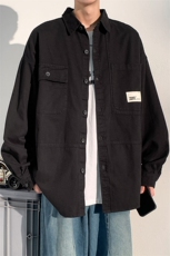 wassuphappy工装长袖衬衫套装男春秋季2025新款潮流痞帅一套穿搭，男装衬衫，星座214-3
