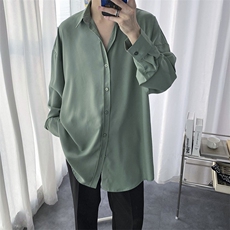 春夏~白衬衫坠感休闲男女日系简约衬衣长袖韩版纯棉宽松设计感，男装衬衫，星座601-1