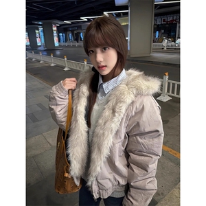 现货高品质美式高街冬季重磅硬挺短款座山雕毛领棉衣男女加厚外套,山鬼舞蹈搭配服装图片