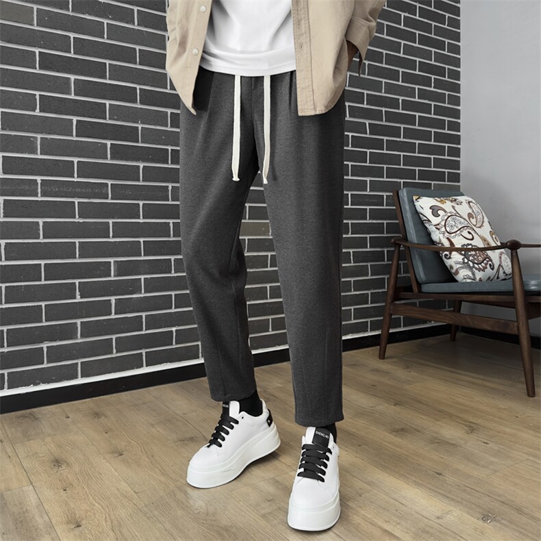 毛呢裤子男韩版秋冬新款加绒加厚九分西裤男士宽松垂感西装裤休裤，男装西裤，星座505-2（原电商A260-1)