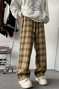 8XL-M 特大码加厚毛呢料格子休闲裤宽松男裤毛呢裤K946P60加绒P70图片