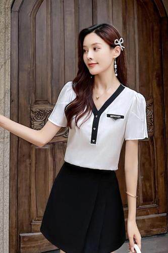 夏季新款V领百搭小衫，女装，田间晨露