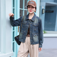 牛仔外套女早秋新款高级感复古牛仔帅气机车街头洋气小个子短外套，女装牛仔外套，美拉德工厂直营店