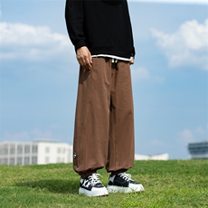 春秋季纯棉束脚休闲长裤男士宽松潮牌九分运动工装卫裤子，男装休闲裤，电商A011（原4039）