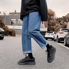 夏季毛边宽松百搭直筒休闲牛仔裤NK20 P40图片