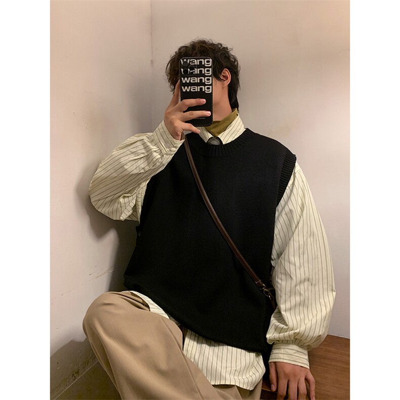 2025秋冬季新款无袖简约排扣慵懒风毛衣A316-1-Y96P60，男装针织衫/毛衣，星座906（原电商a316-1）