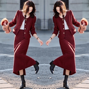 现货小香风套装裙女2025秋季新款高级感气质富家千金半身裙两件套图片