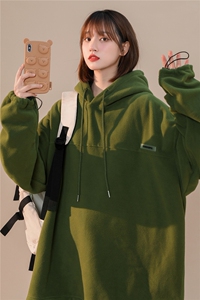 秋冬款温暖摇粒绒卫衣 宽松慵懒连帽抽绳女装套头衫 Q284-P60图片