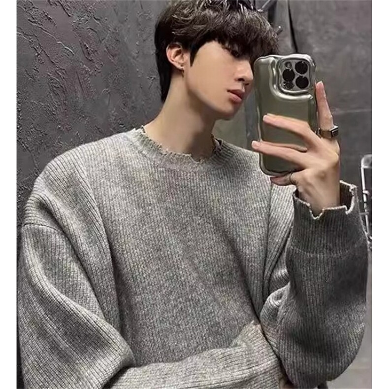 破坏风毛衣男秋冬季潮牌痞帅慵懒宽松内搭针织打底衫M5011，男装T恤，星座1116A（原606A-3）