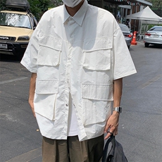 衬衫男短袖韩版潮流多口袋痞子帅气2023夏季新款ins外套CY240-P38，男装衬衫，星座412-3