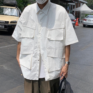 衬衫男短袖韩版潮流多口袋痞子帅气2023夏季新款ins外套CY240-P38图片