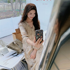【现货】定制印花长袖连衣裙，女装连衣裙，2C283