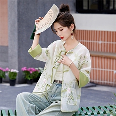 现货!!!!!2024新中式提花女装夏季新款百搭气质时尚复古外套上衣，女装短外套，韩宇舍