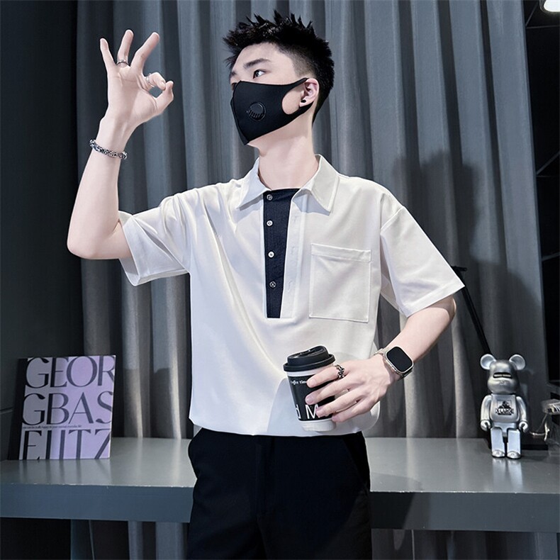短袖衬衫男痞帅潮牌高级感宽松社会小伙301C-CS16-P58控78,男装T恤,星座301C（原B323）