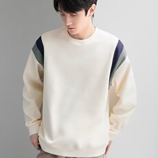 日系复古设计感拼接撞色圆领套头卫衣男潮牌休闲上衣WY06-P40，男装卫衣，星座208-5