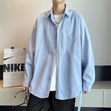 2023港风文艺长袖衬衫男春秋宽松潮流衬衣复古百搭上衣，男装衬衫，星座716-4