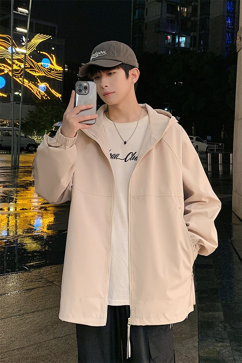 秋季新款二开宽松夹克男纯色冲锋衣外套DSA157B-JK7835-特P65,男装夹克,电商A157B