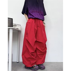 速干工装裤女夏季美式运动阔腿休闲嘻哈爵士舞弯刀裤子KA8038