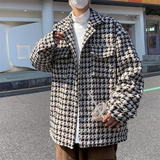小香风千鸟格外套男秋冬季高级感翻领毛呢夹克上衣男生JK81，男装夹克，星座1116A-1（原606A）