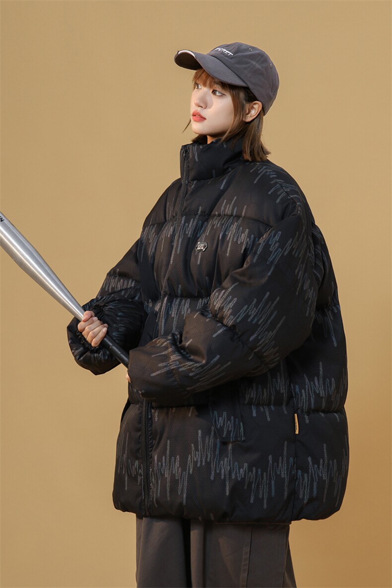棉服男女七彩线印花棉衣立领面包服棉袄加厚外套3359-P70控108,男装棉衣,星座207