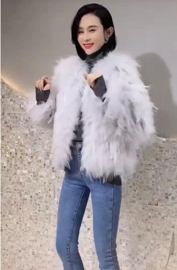 淑女气质珠珠款貉子毛编织皮草外套,女装皮草,L·H·X