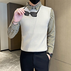 秋冬社会小伙店主风衬衫毛衣假二件针织衫301A-1/M98/P75，男装针织衫/毛衣，星座301A-1