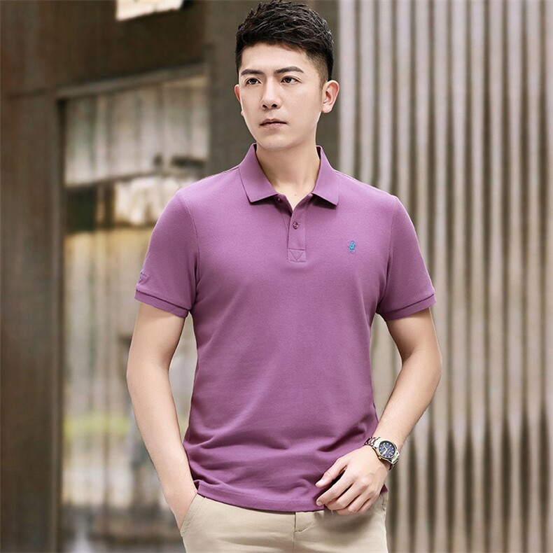 B8305钱塘2020-1中青年男士商务休闲百搭纯色夏季短袖翻领T恤P51,男装T恤,钱塘207-1