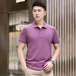 B8305钱塘2020-1中青年男士商务休闲百搭纯色夏季短袖翻领T恤P51图片